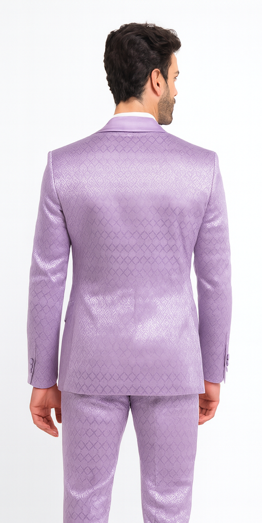 Rossi Man FORD RM1914 Men’s Slim Fit 3-Piece Purple Suit –  Modern Formalwear for Events
