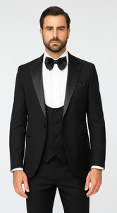 Rossi Man LEO RM1101 Classic Black Tuxedo for Men – Slim Fit Formalwear for Events
