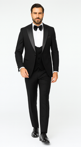 Rossi Man LEO RM1101 Classic Black Tuxedo for Men – Slim Fit Formalwear for Events