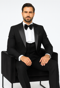 Rossi Man LEO RM1101 Classic Black Tuxedo for Men – Slim Fit Formalwear for Events