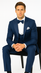 Rossi Man LEO RM1102 Modern 3-Piece Tuxedo for Men – Slim Fit Formal Suit for Special Occasions