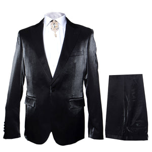Rossi Man LEO RM1600 Men’s Slim Fit 3-Piece Black Suit –  Classic Formalwear for Events