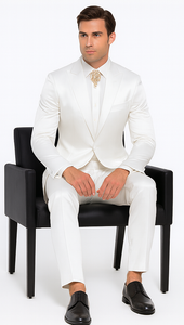 Rossi Man LEO RM1601 Men’s Slim Fit 3-Piece White Suit – Elegant Formalwear for Special Occasions