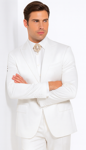 Rossi Man LEO RM1601 Men’s Slim Fit 3-Piece White Suit – Elegant Formalwear for Special Occasions