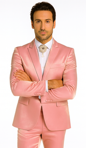 Rossi Man LEO RM1602 Men’s Slim Fit 3-Piece Pink Suit – Modern Classic Formalwear for Special Events