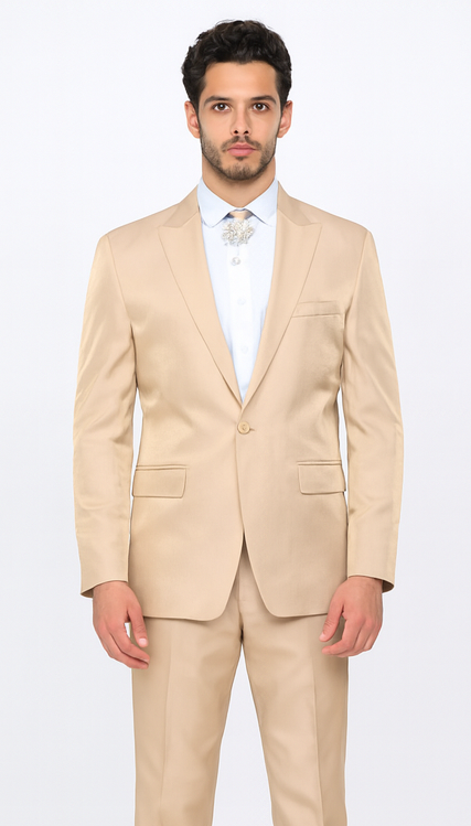 Rossi Man LEO RM1605 Men’s Slim Fit 3-Piece Gold Suit – Modern Formalwear for Special Events