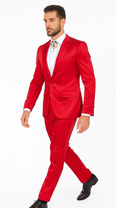 Rossi Man LEO RM1621 Men’s Slim Fit 3-Piece Red Designer Suit – Formalwear for Special Events
