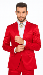 Rossi Man LEO RM1621 Men’s Slim Fit 3-Piece Red Designer Suit – Formalwear for Special Events