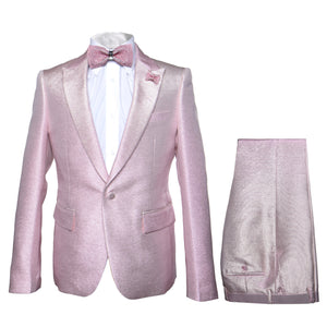 Rossi Man LEO RM1641 Men’s Slim Fit 3-Piece Pink Shimmer Suit –  Formalwear for Special Events