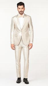 Rossi Man LEO RM1642 Men’s Slim Fit 3-Piece Off-White Shimmer Suit – Formalwear for Special Events
