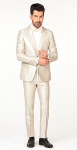 Rossi Man LEO RM1642 Men’s Slim Fit 3-Piece Off-White Shimmer Suit – Formalwear for Special Events