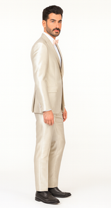 Rossi Man LEO RM1642 Men’s Slim Fit 3-Piece Off-White Shimmer Suit – Formalwear for Special Events
