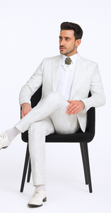 Rossi Man LEO RM1902 Men’s White Designer Tuxedo – Slim Fit  Formalwear for Events