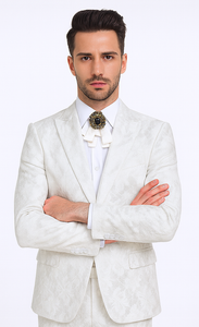 Rossi Man LEO RM1902 Men’s White Designer Tuxedo – Slim Fit  Formalwear for Events