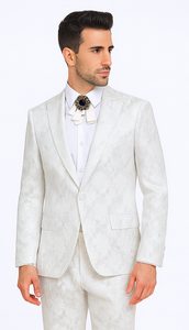 Rossi Man LEO RM1902 Men’s White Designer Tuxedo – Slim Fit  Formalwear for Events