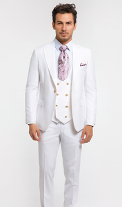 Rossi Man MAX RM1374 White Slim Fit 3-Piece Suit – Men’s Formalwear