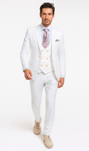Rossi Man MAX RM1374 White Slim Fit 3-Piece Suit – Men’s Formalwear