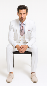 Rossi Man MAX RM1374 White Slim Fit 3-Piece Suit – Men’s Formalwear