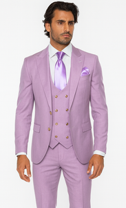 Rossi Man MAX RM1378 Slim Fit 3-Piece Lavender Suit – Formalwear for Men