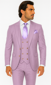 Rossi Man MAX RM1378 Slim Fit 3-Piece Lavender Suit – Formalwear for Men