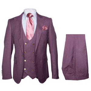 Rossi Man MAX RM1381 Slim Fit 3-Piece Suit – Solid Raspberry Suit for Men