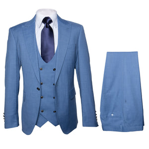 Rossi Man MAX RM1387 Slim Fit 3-Piece Suit –  Solid Blue Formalwear for Men