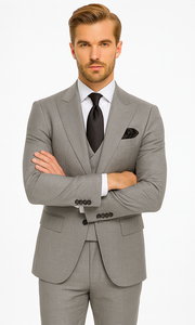 Rossi Man MAX RM1389 Grey Slim Fit 3-Piece Suit – Men’s Formalwear
