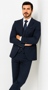 Rossi Man MAX RM1393 Navy Slim Fit 3-Piece Suit – Modern Men’s Formalwear