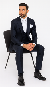 Rossi Man MAX RM1711 Navy Slim Fit 3-Piece Suit – Men’s Formalwear