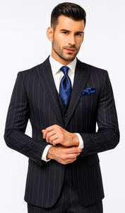 Rossi Man MAX RM1725 Navy Slim Fit 3-Piece Suit – Men’s Formalwear