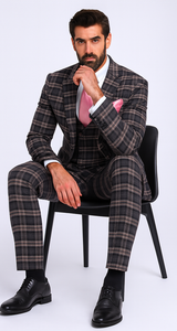 Rossi Man MAX RM1739 Black & Pink Slim Fit 3-Piece Suit – Men’s Formalwear