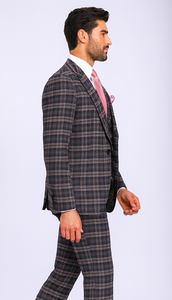 Rossi Man MAX RM1739 Black & Pink Slim Fit 3-Piece Suit – Men’s Formalwear