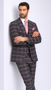 Rossi Man MAX RM1739 Black & Pink Slim Fit 3-Piece Suit – Men’s Formalwear