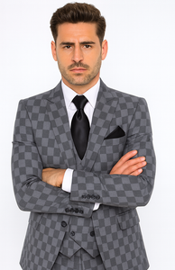 Rossi Man MAX RM1836 Grey Slim Fit 3-Piece Suit –  Men’s Formalwear