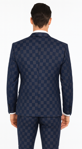 Rossi Man MAX RM1838 Navy Check Slim Fit 3-Piece Suit – Men’s Formalwear