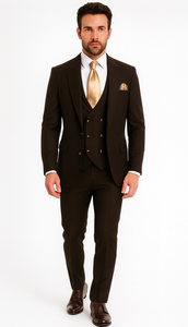 Rossi Man MAX Slim Fit 3-Piece Chocolate Brown Suit – Modern Men’s Formal Set
