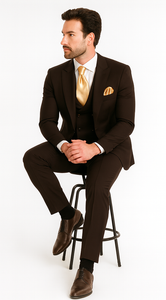 Rossi Man MAX Slim Fit 3-Piece Chocolate Brown Suit – Modern Men’s Formal Set