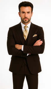 Rossi Man MAX Slim Fit 3-Piece Chocolate Brown Suit – Modern Men’s Formal Set