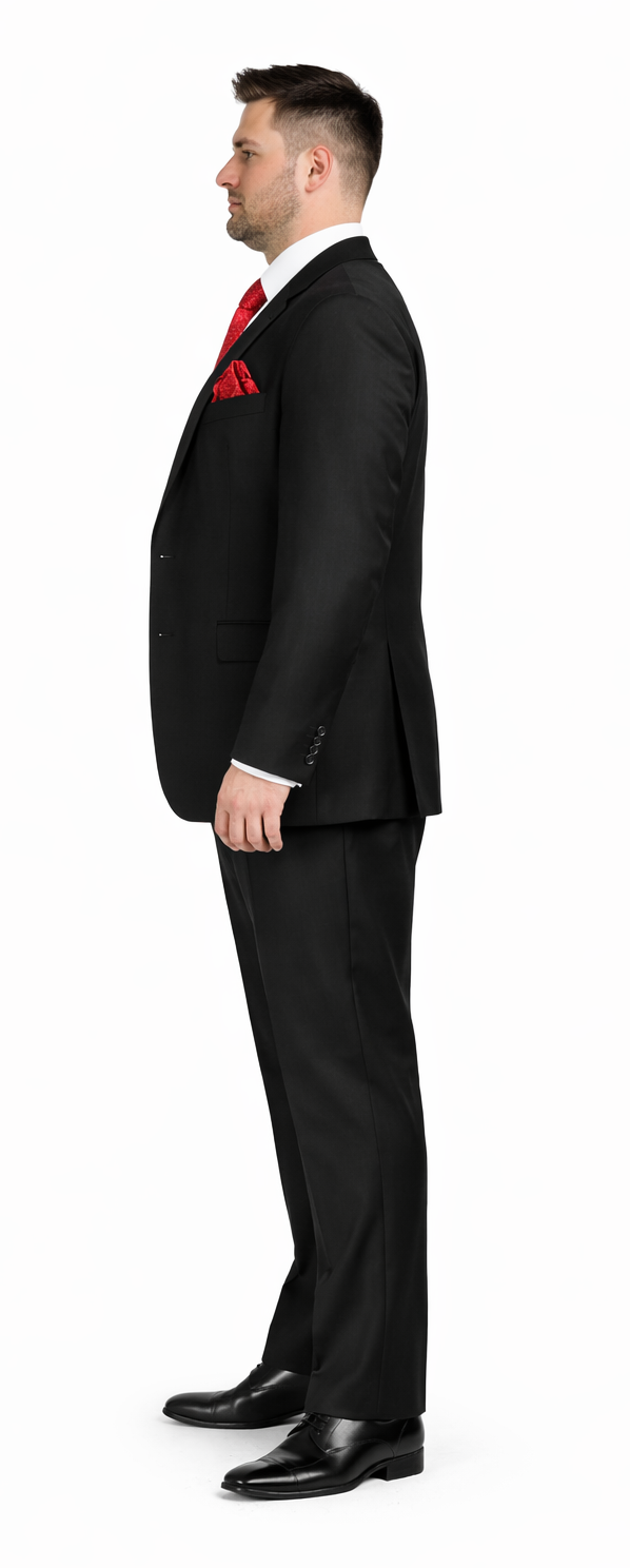 Rossiman Men’s Formal Black Slim Fit Suit | 3-Piece with Stylish Vest & Trousers – Italian Tailored Elegance