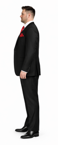 Rossiman Men’s Formal Black Slim Fit Suit | 3-Piece with Stylish Vest & Trousers – Italian Tailored Elegance