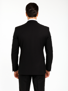 Rossi Man Men’s Slim Fit Black Suit | Double-Breasted Vest – Elegant Italian Formalwear for Men