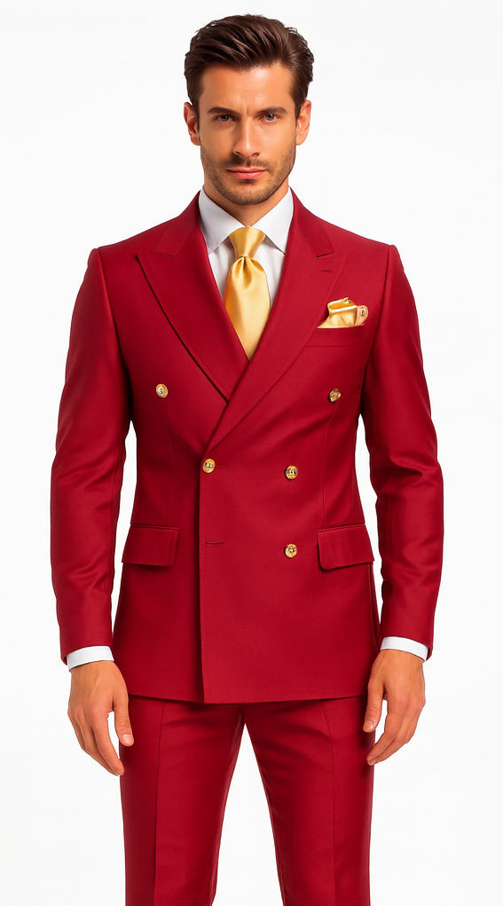 Rossi Man MILANO RM1191 Men’s Slim Fit 3-Piece Red Suit – Stylish Modern Formalwear for Events