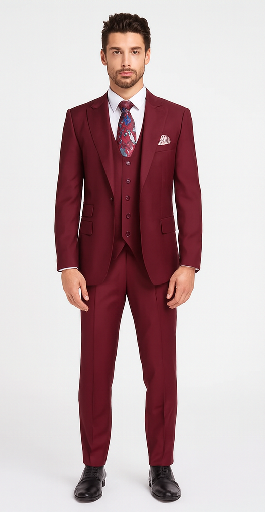 Rossi Man RM1174 – Modern Slim Fit Sydney II 3-Piece Suit for Men - Elegant Tailored Formalwear