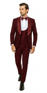 Rossi Man RM1253 – Formal 3-Piece Smoking Style Tuxedo for Men - Elegant Evening Wear