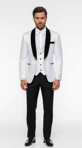 Rossi Man RM1444 – Slim Fit Smoking Style 3-Piece Tuxedo for Men - Modern Formal