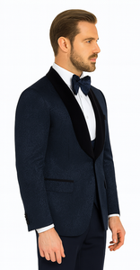 Rossi Man RM1445 – Classic Smoking Style 3-Piece Tuxedo for Men - Timeless Formal Elegance