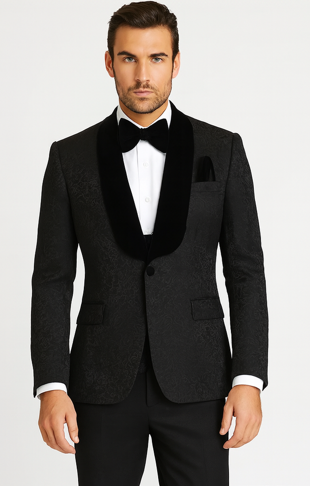 Rossi Man RM1446 – Classic 3-Piece Smoking Style Tuxedo Suit for Men - Elegant Formalwear