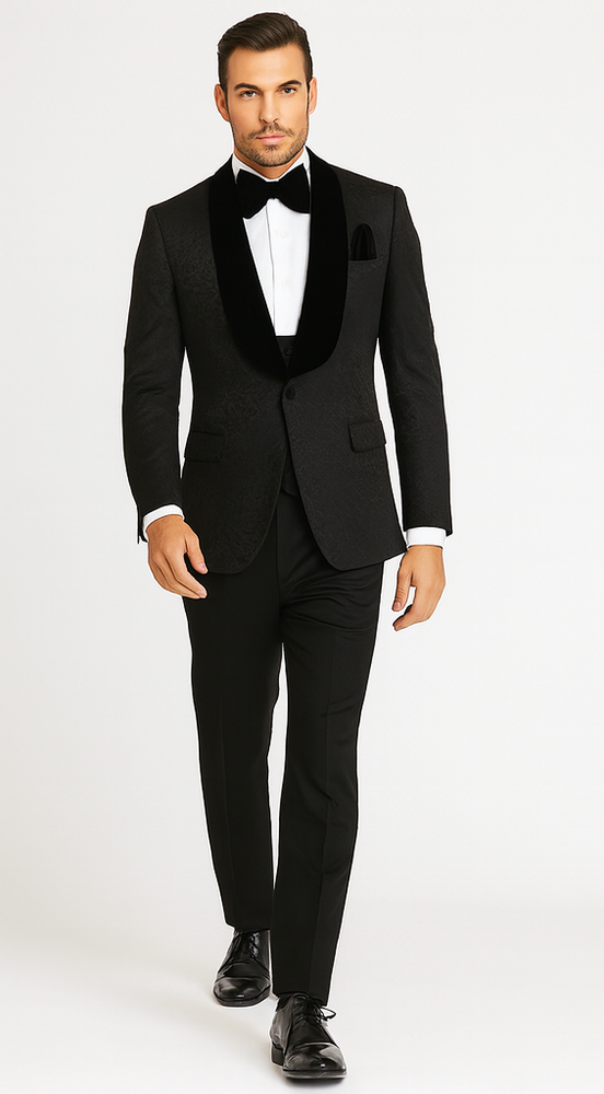Rossi Man RM1446 – Classic 3-Piece Smoking Style Tuxedo Suit for Men - Elegant Formalwear