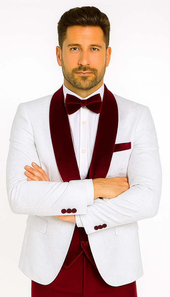 Rossi Man RM1480 – Men’s 3-Piece Smoking Style Tuxedo Suit - Elegant Modern Formalwear