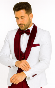 Rossi Man RM1480 – Men’s 3-Piece Smoking Style Tuxedo Suit - Elegant Modern Formalwear